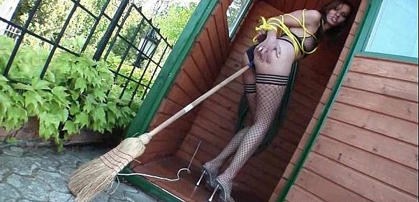  Tied up fetish teen needs some things inside her asshole